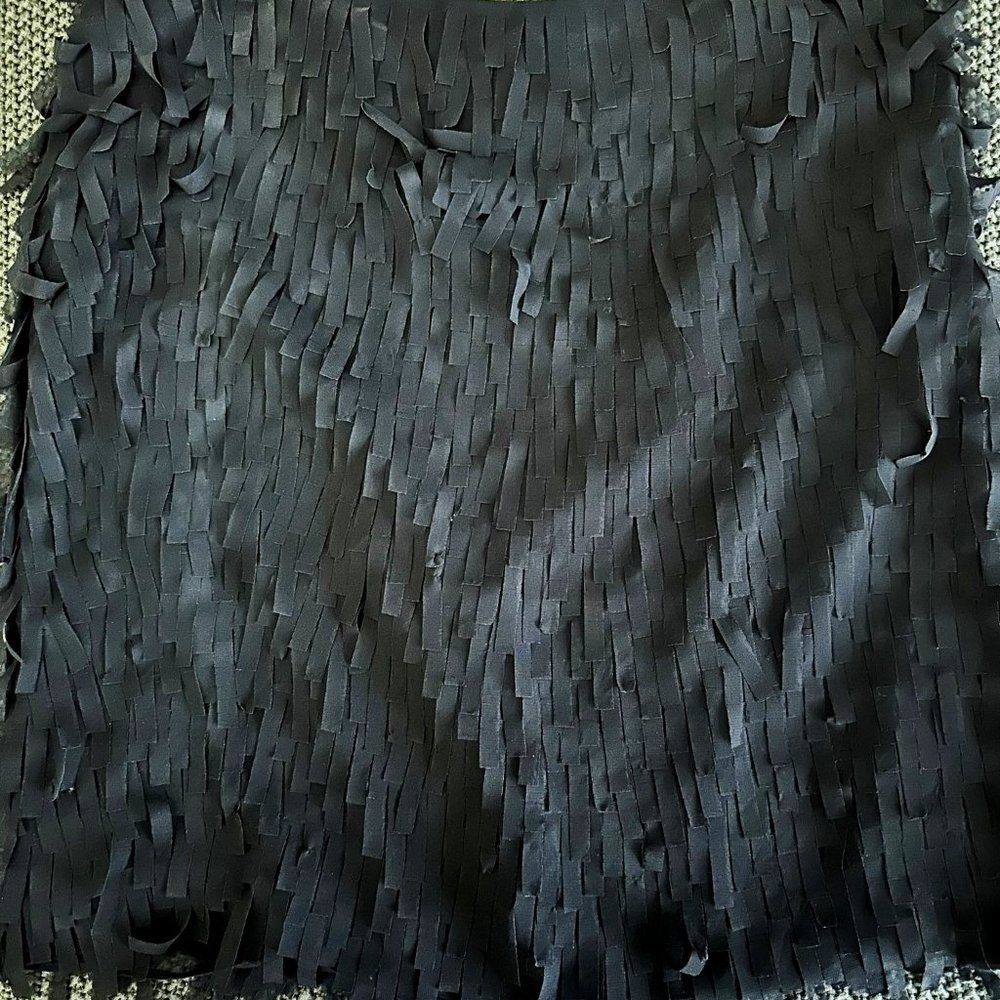 Ann Taylor black ribbon fringe mini skirt - Size 8